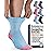 Pembrook Bamboo Viscose Diabetic Socks for Women & Men - 6 Pairs Ankle Neuropathy Socks for Swollen Feet | Heel-Toe Accents
