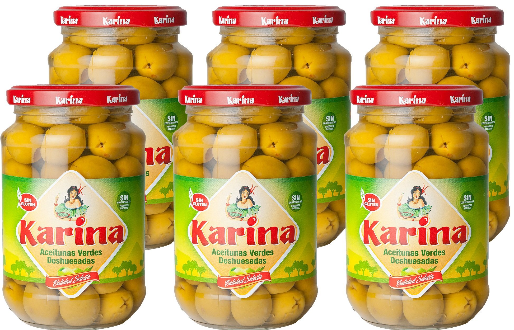 Karina Grüne Manzanilla-Oliven ohne Stein 6er Pack 6 x 160 g