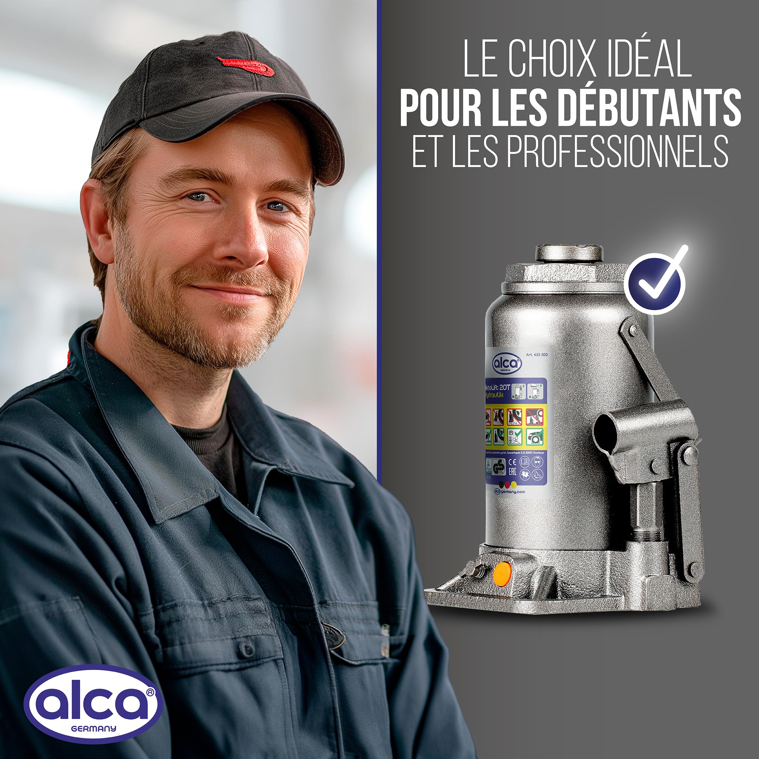 Cric hydraulique t I Cric à Piston & cric sous châssis en Acier I pour Auto, Moto, Voiture & Atelier I Hauteur de Levage 244-449 mm I Certifié TÜV & GS-approuvé