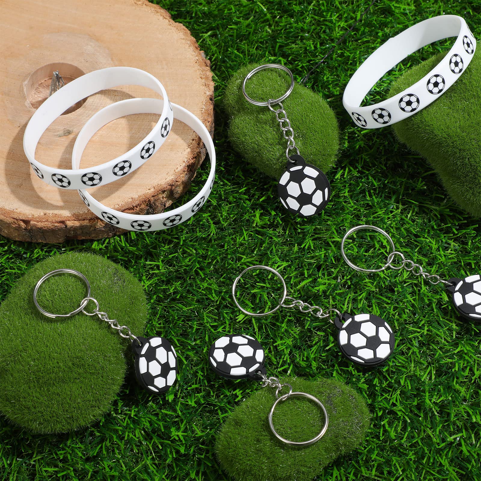 24 Portachiavi Calcio In Silicone - Mini Ciondoli Sportivi In 6 Stili Per Borse E Zaini
