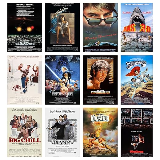 ArtDirect GalleryPack Wall Art – 12 Unframed 8x12 Movie Poster Prints from 1983, Collectible Décor for Home or Office
