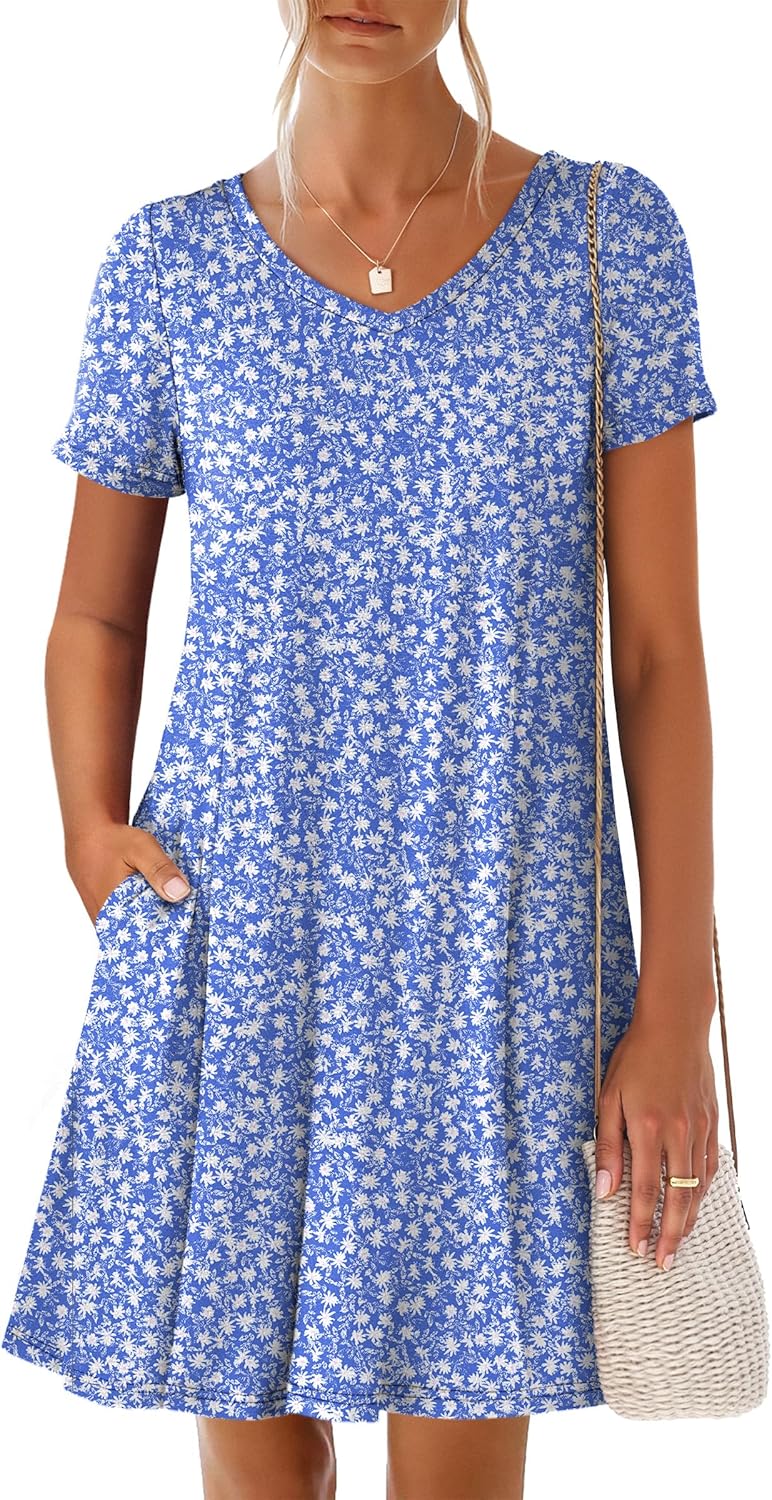 ANRABESS Womens Summer Dress V Neck Floral Boho Flowy