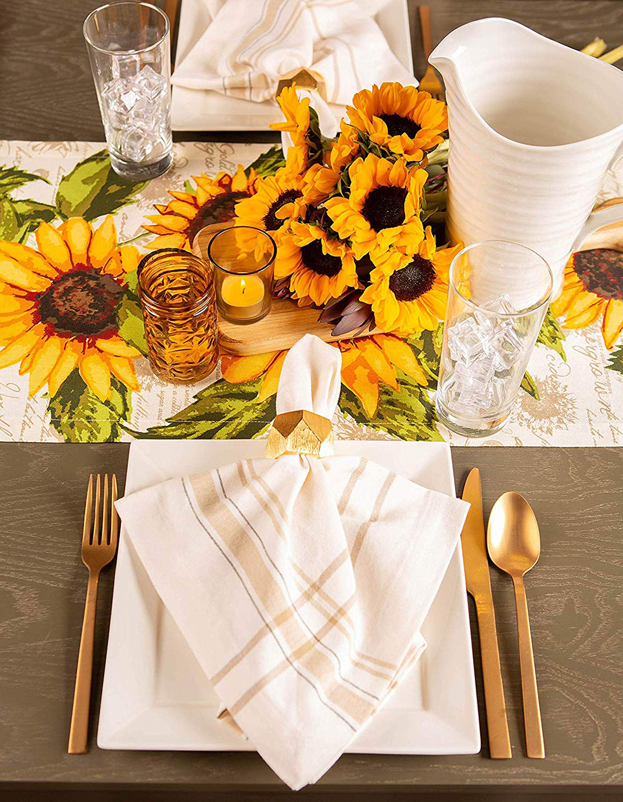 DII Table Top Décor Collection Spring & Summer Table Runner, 14x108, Rustic Sunflowers Print, Table Runner, 14x108" - Image 3