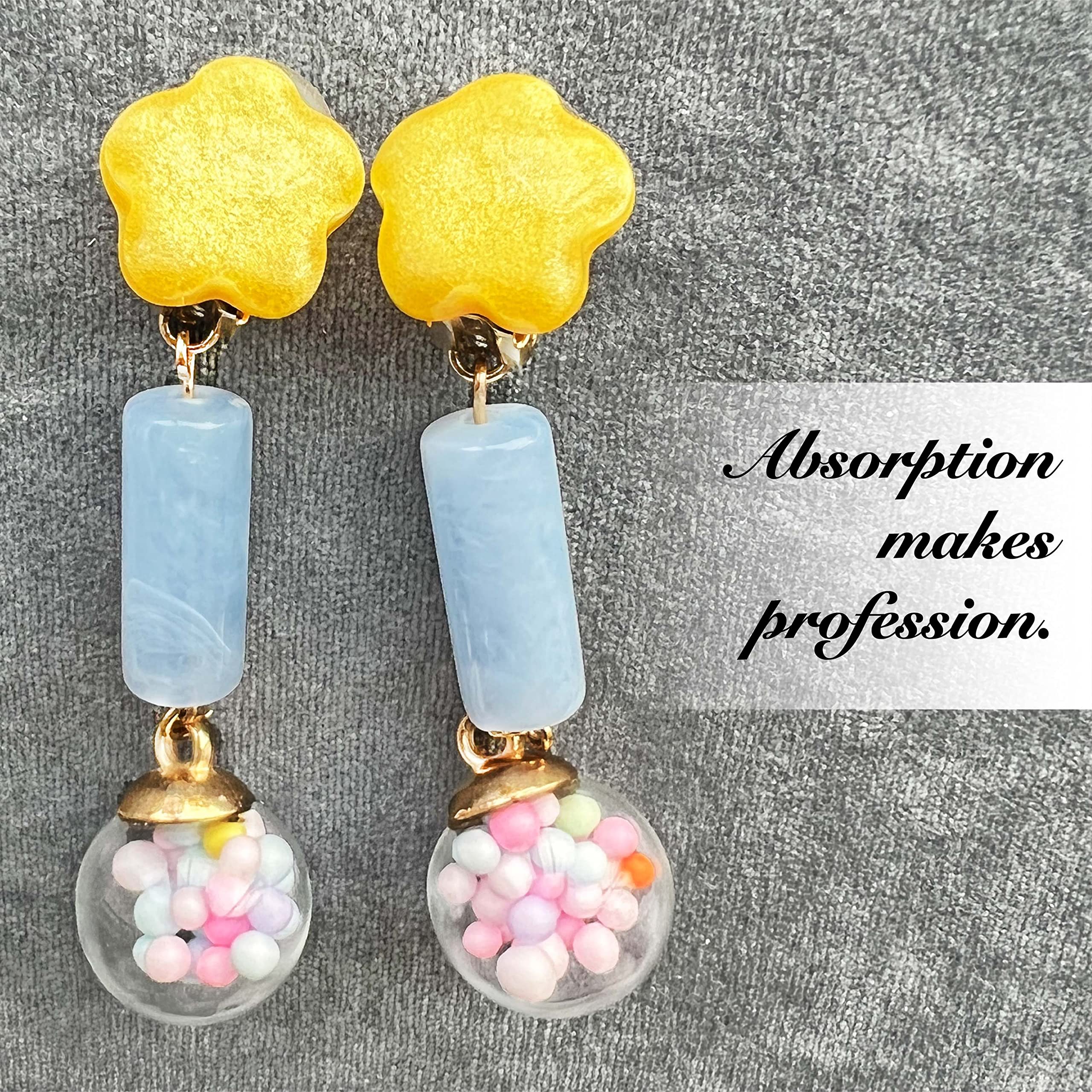 Francese Clip Orecchini Donna Argento 925 Handmade Originale Pendenti Gioielli Senza Buco Sfera di Vetro con Perline Colorate Orecchini Finti per Ragazza Anallergici Ideale Regalo per Donna Bambina