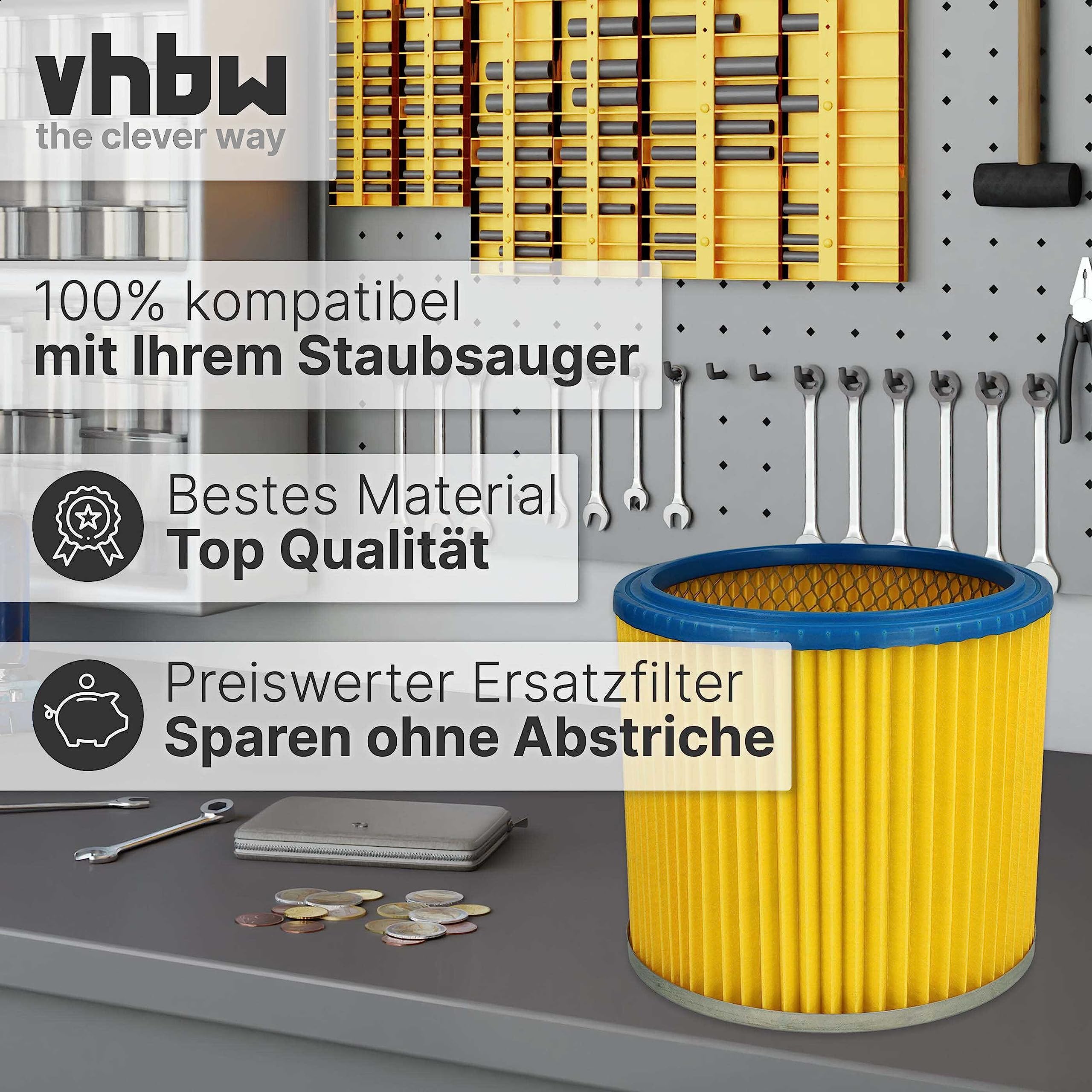 vhbw 10x Faltenfilter kompatibel mit FAM Aquavac Staubsauger | Patronenfilter Blau Gelb