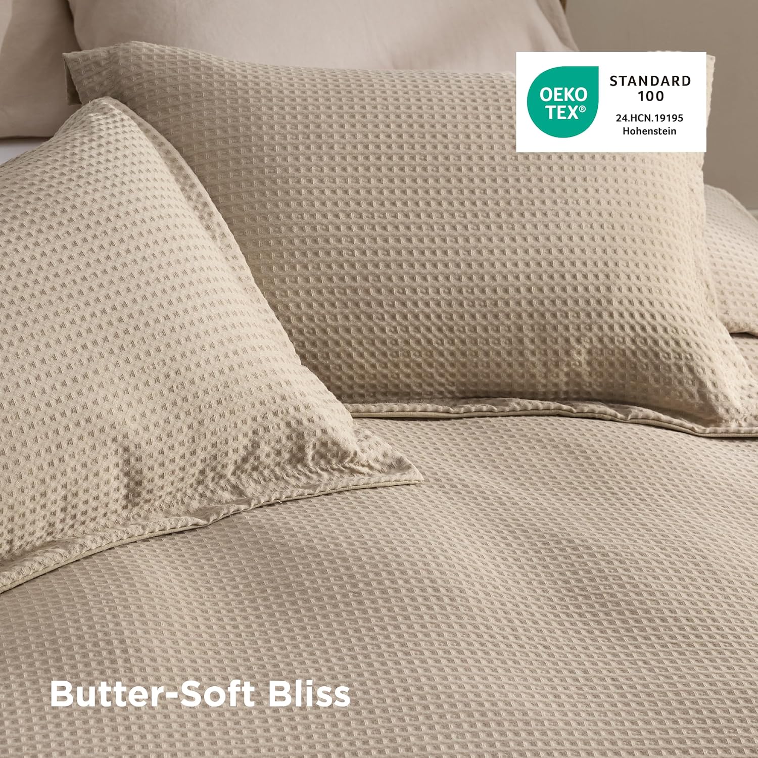 Bedsure Luxury Waffle Duvet Cover King Size - Textured Duvet Cover Set, Soft, Breathable Bedding Set (104x90) with 2 Pillow Shams for All Season, Khaki, Comforter Not Included