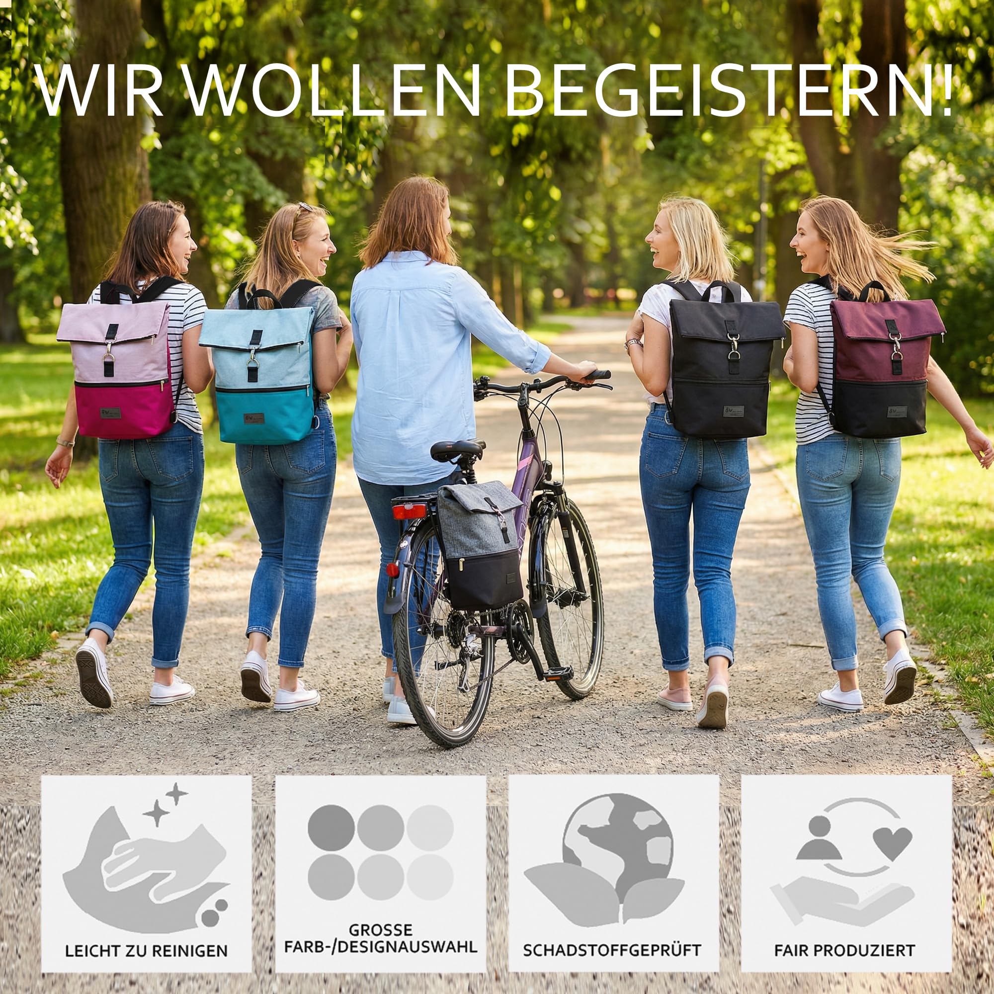 BambiniWelt Fahrradtasche mit Rucksackfunktion – Gepäckträgertasche 20 l, wasserabweisend & leicht zu befestigen, für Arbeit, Freizeit & Sport, für Fahrrad & E-Bike, Farbe: schwarz-dunkelgrau