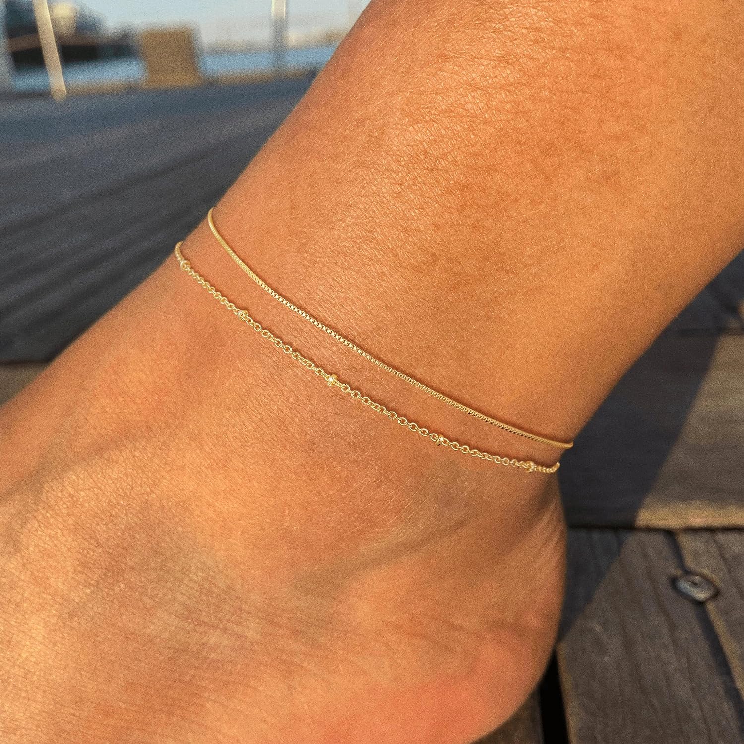 VIROMY Gold Ankle Bracelets for Women - Layered Anklets for Women Waterproof Beach Jewelry Gifts