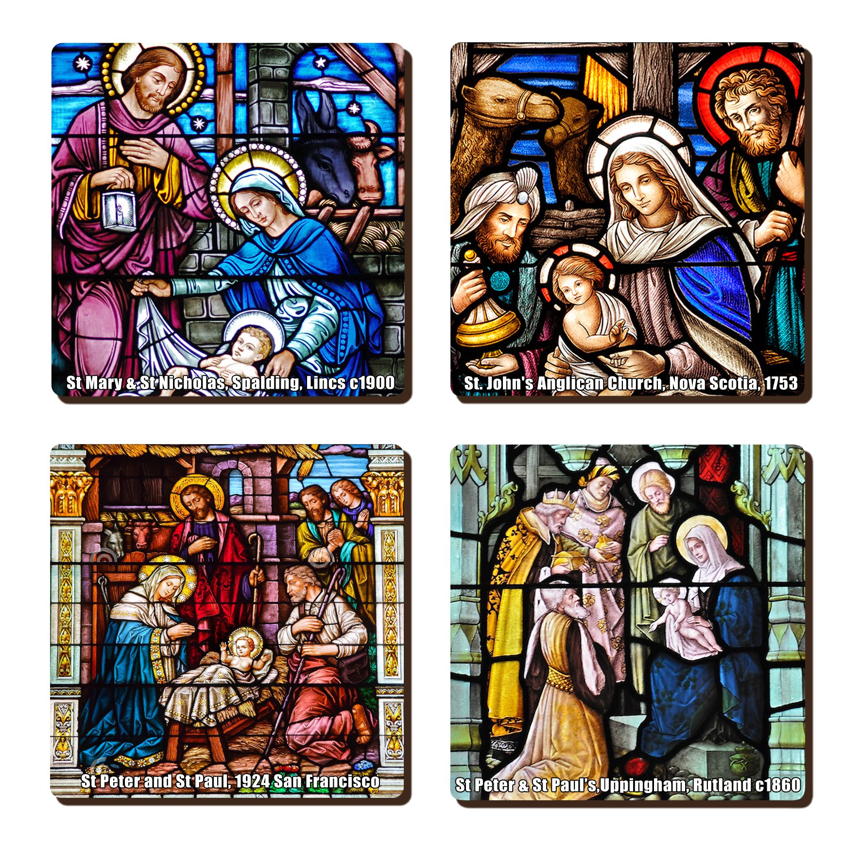 Daemon Design White Nativity Stained Glass Coasters (4)
