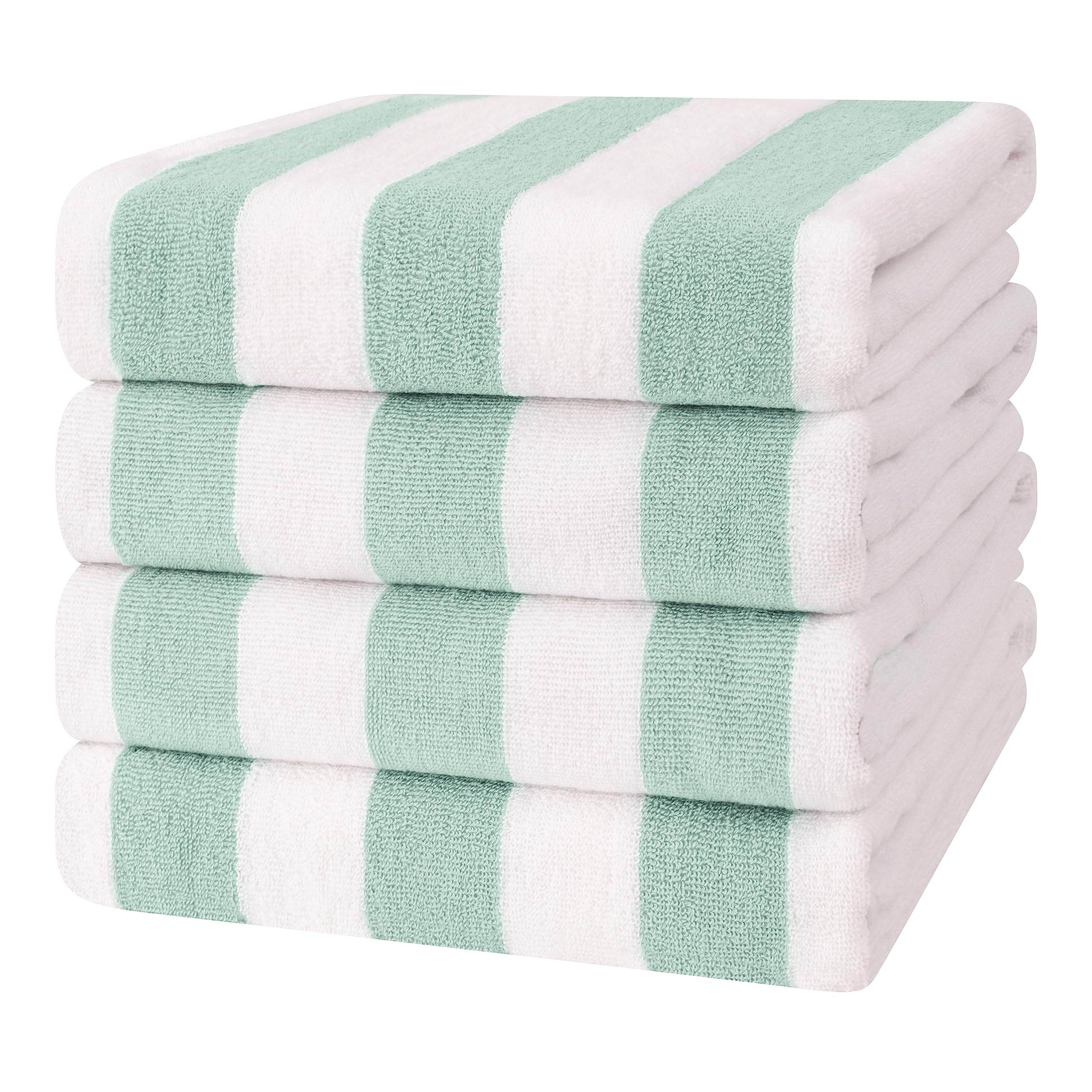 Cotton Paradise, Cabana Stripe Beach Towels 4 Packed, 30x60 inches Extra Large Pool Towels, Soft Absorbent Quick Dry, Mint — image 1