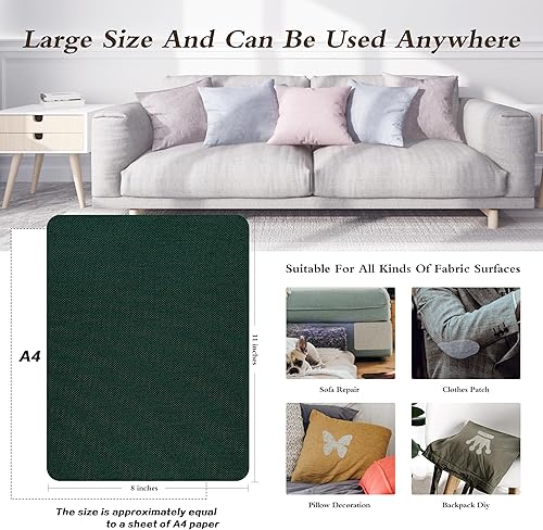 Vista 129 de Parches de reparación de lino grueso, parches de tela de lino autoadhesivos, 8 x 11 pulgadas, 2 unidades, multicolor, se pueden utilizar