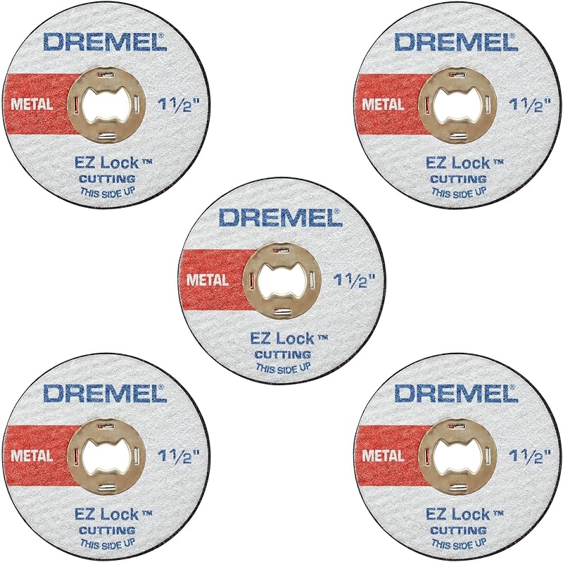 Dremel EZ456, diámetro de rueda de 1 1/2 pulgadas (38,1 mm), ruedas de corte reforzadas con fibra de vidrio EZ - Lock™, disco de corte de herramienta rotativa para corte de metal, 5 piezas, mediano, rojo | Disco de corte de herramienta rotativa para corte de metales | 5 piezas
