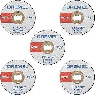 EZ456, 1 1/2-Inch (38.1 mm) Wheel Diameter, EZ - Lock™ Fiberglass Reinforced Cut-Off Wheels, Rotary Tool Cutting Disc for Metal Cutting, 5 Pieces, Medium, Red