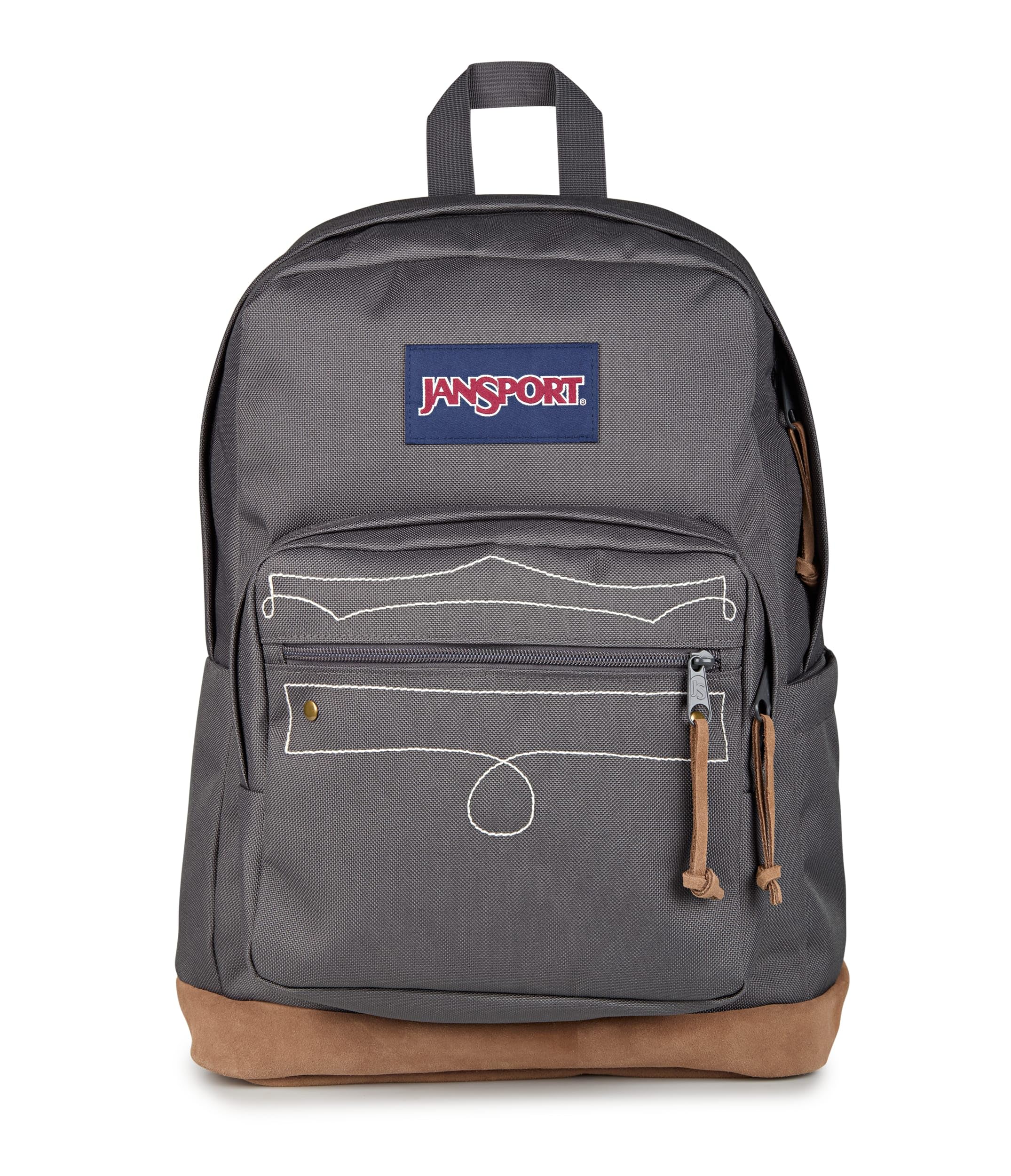 JanSport Right Pack Expressions Backpack – 15-inch Padded Laptop Compartment, Water Bottle Pocket, Utility Pocket with Flap, Westbound Embroidery Smokey Grit/Oxford/Tan One Size Westbound Embroidery Smokey Grit/Oxford/Tan