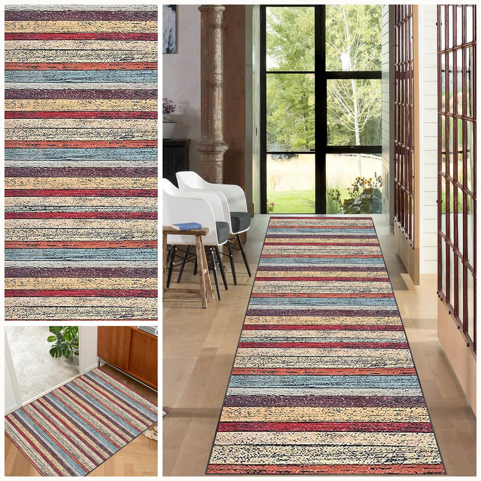 EYKWKB Runner Rugs for Hallway, Kitchen Runner Mat Non-slip Washable Entryway Rugs, Floor Carpet Runners for Hallways, Narrow Hall Runner Area Rug Runner for Kitchen Entryway Laundry Room 40 x 150 cm