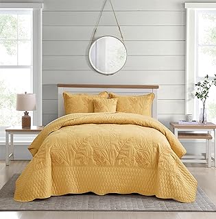 Botanical King Oversized Leaf Pattern Bedspread Set
