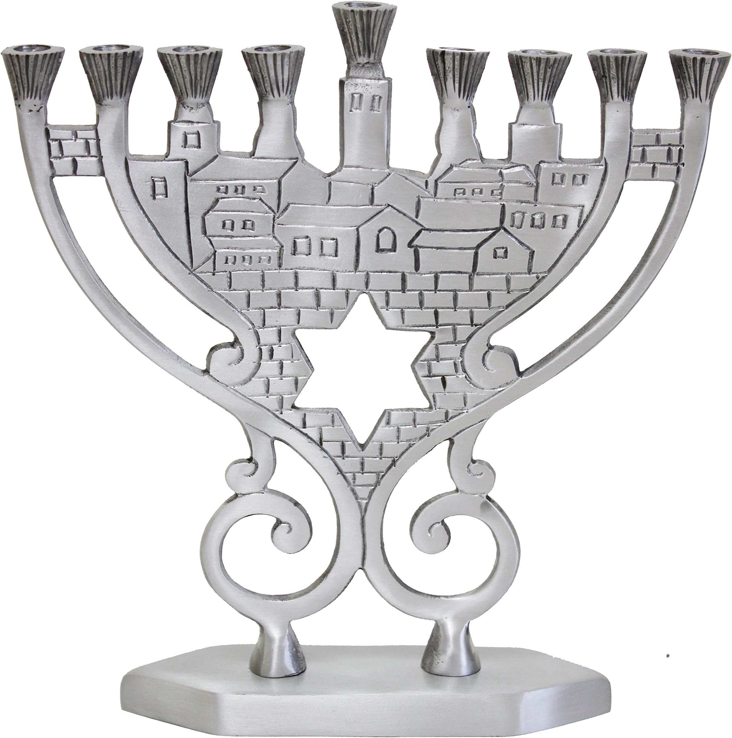 Majestic Giftware Candle Menorah-Pewter-8.25" H-MN760
