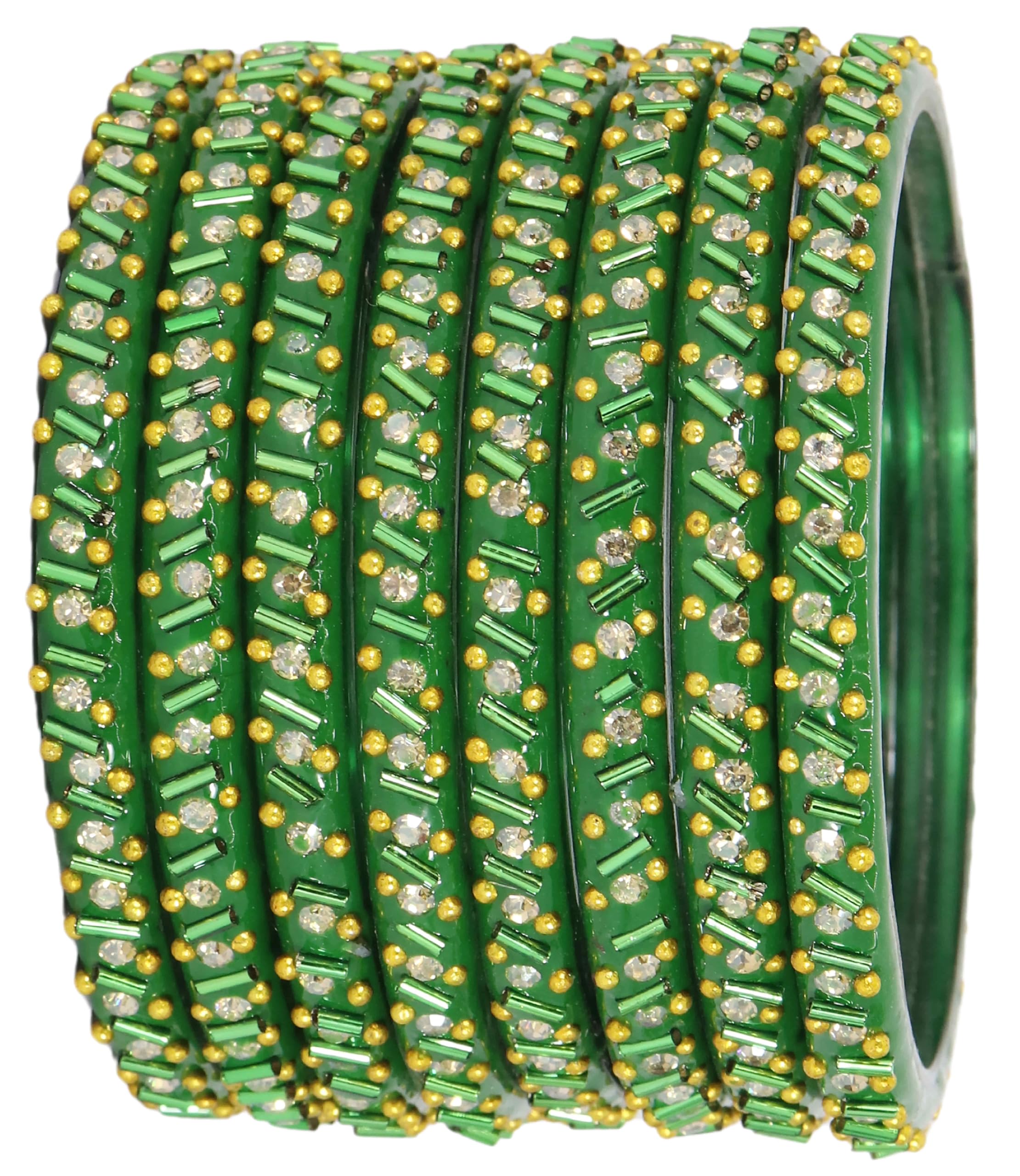 LAVAZZA Stylish Glass Kada Bangles For Women & Girls with Zircon GemStone & Golden Balls Beads | Kada for women daily use | Womens Glass Bangles 2.8 | bangal for women-(SuperKingKada-Green-2.8) (B0D4JD33TN) Amazon Price History, Amazon Price Tracker