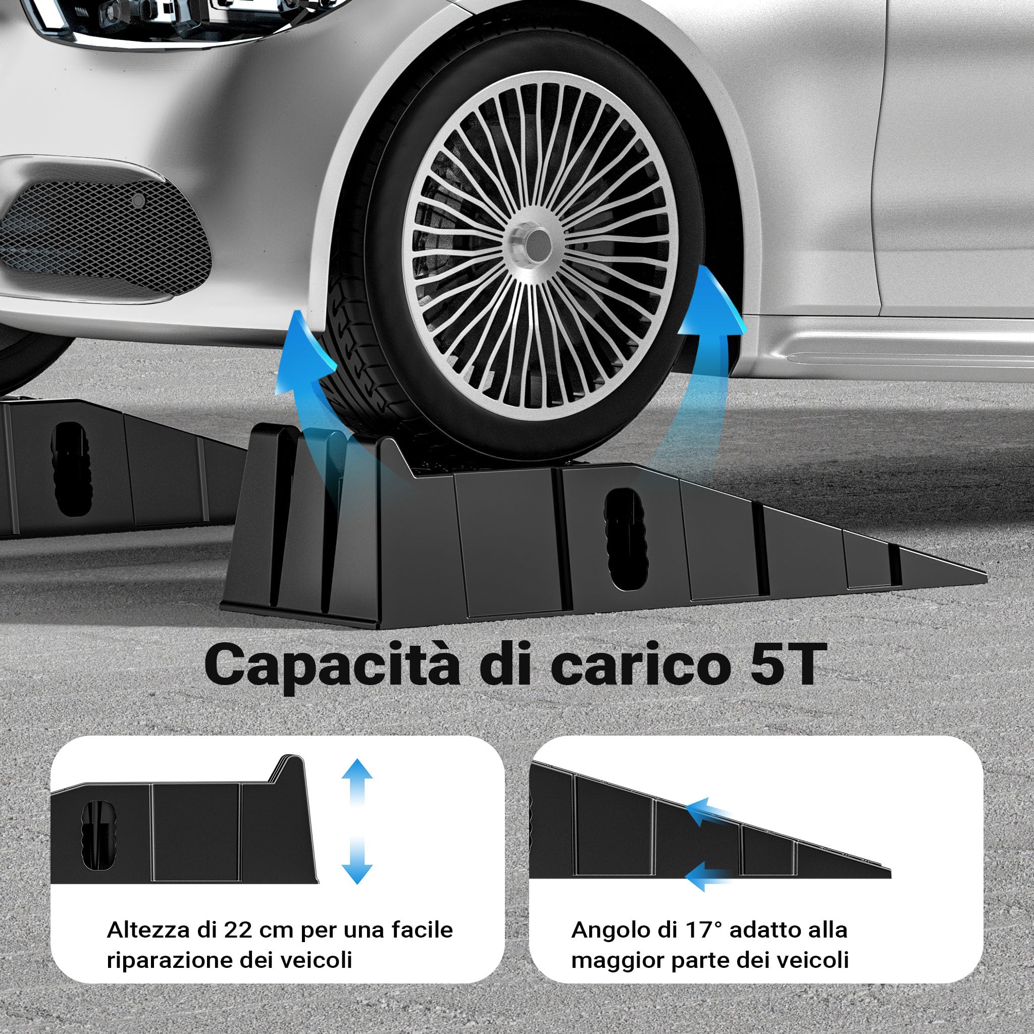 XPOtool Cunei livellatori auto veicoli 2 pz. max 5 t Rampa di livellamento in plastica