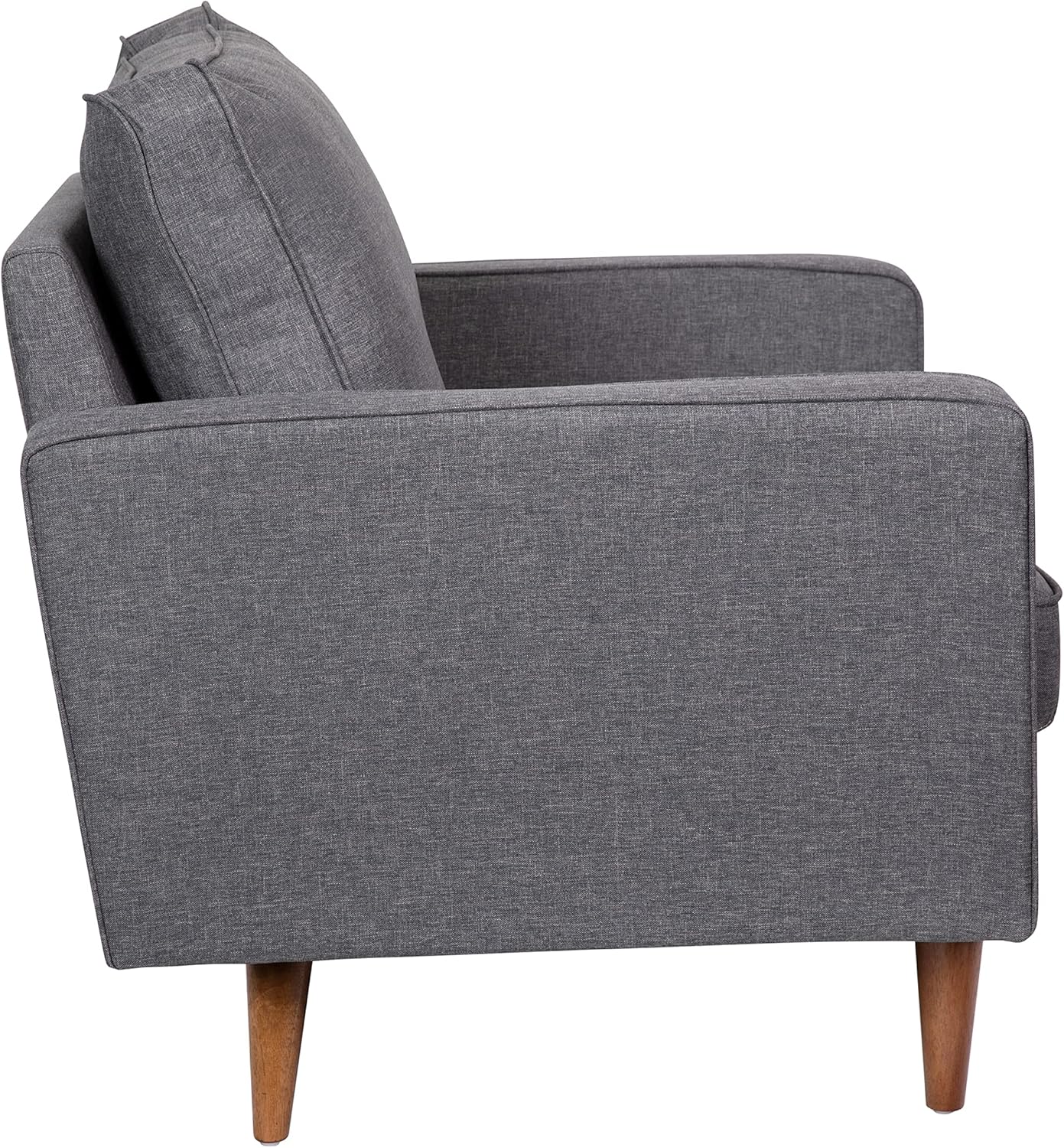 Taylor & Logan Hendrix Tufted Faux Linen Upholstered Mid-Century Modern Armchair with Solid Wood Legs in Dark Gray