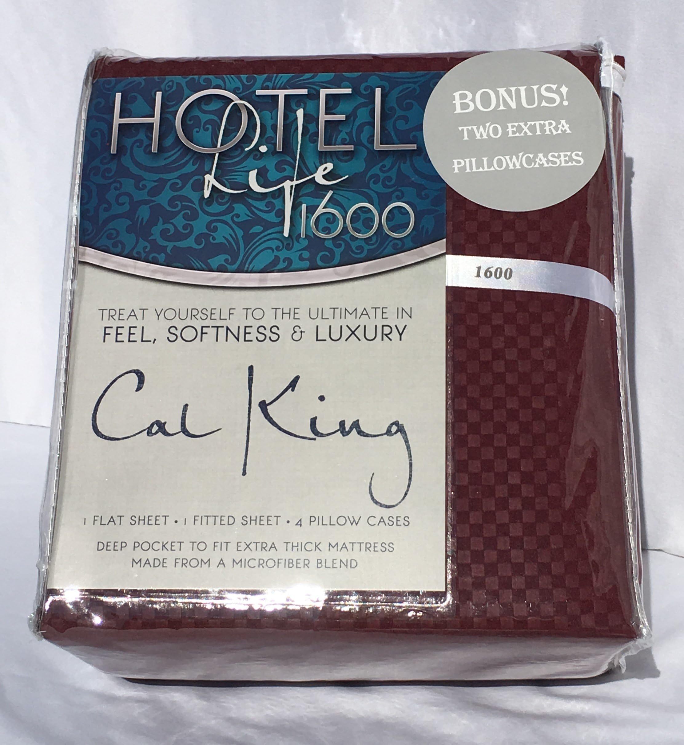 Hotel Life 1600 Sheets Cal King Burgundy