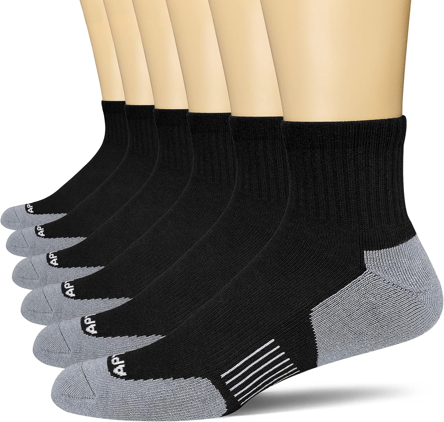 APTYID Men's 6 Pack Athletic Cushion Quarter Socks for Running, Workout, and Tennis