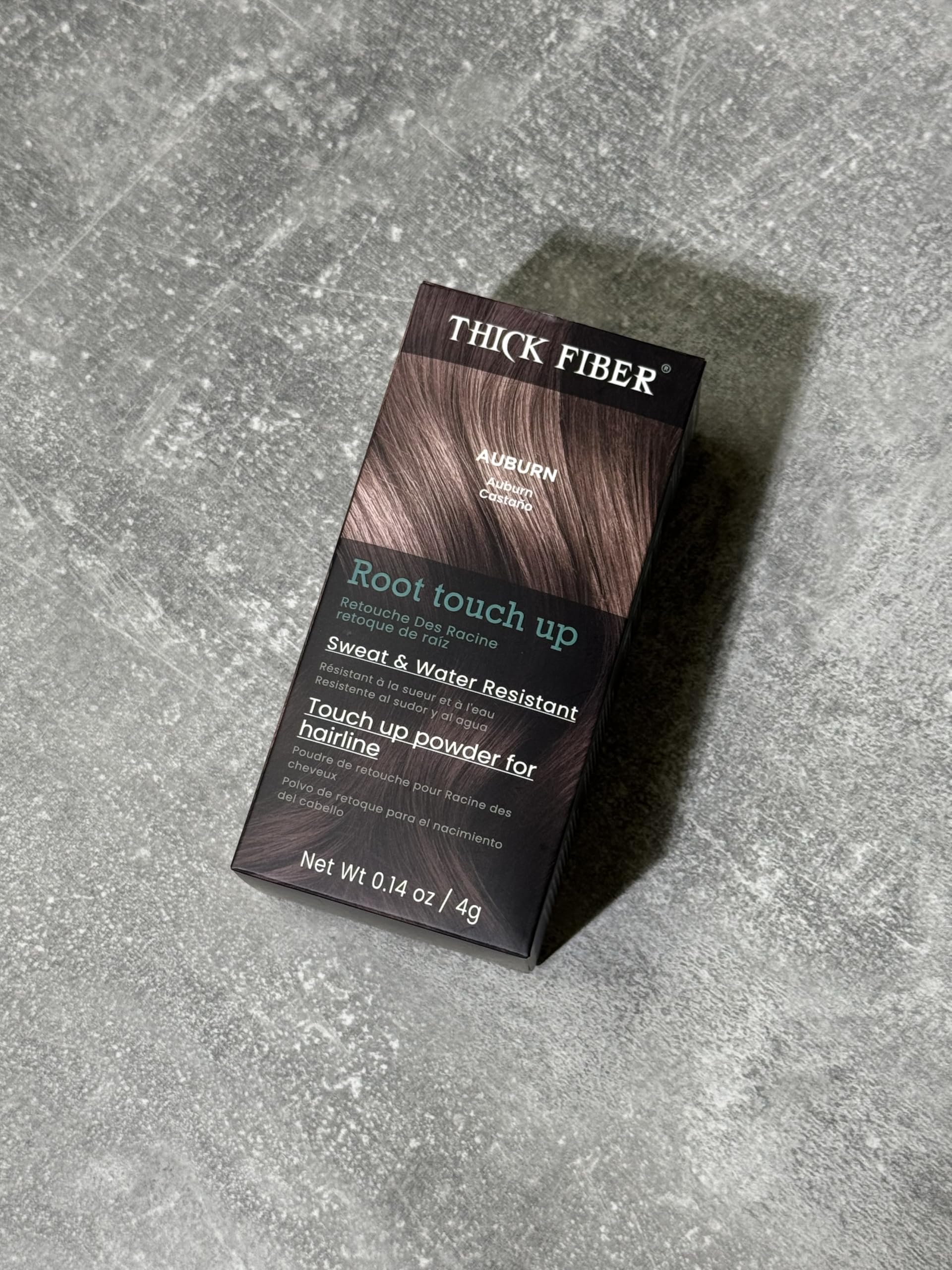 THICK FIBER Root Touch Up & Hairline Poudre avec pinceau 4 g – Couvre les racines grises et les cheveux clairsemés – Résistant à la transpiration et à l'eau – Correcteur de cheveux pour taches chauves