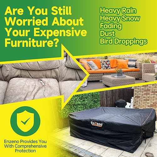 Miniatura 2 de Enzeno Juego de funda para muebles de patio, juego de fundas impermeables para sofá seccional al aire libre, juego de sillas para mesa de comedor