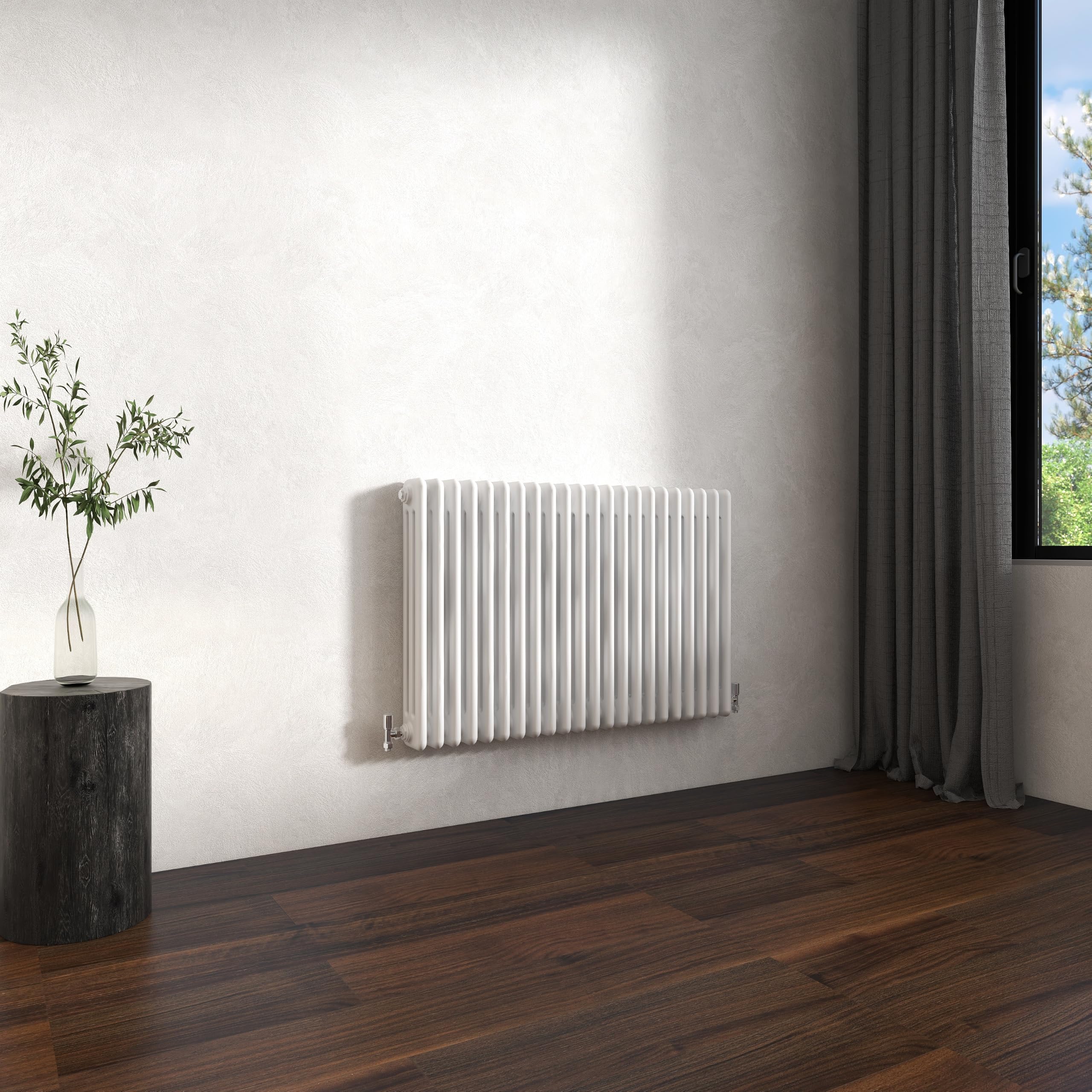 Traditional 3 Column Cast Iron Radiator 600x1010mm Horizontal Gloss White