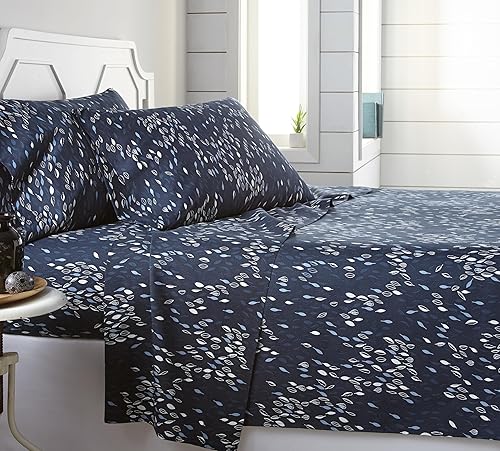 Miniatura 14 de Southshore Fine Living, Inc. Colección Perfect Paisley, juego de sábanas de 4 piezas para cama tamaño king con bolsillo extra profundo, sábana Azul