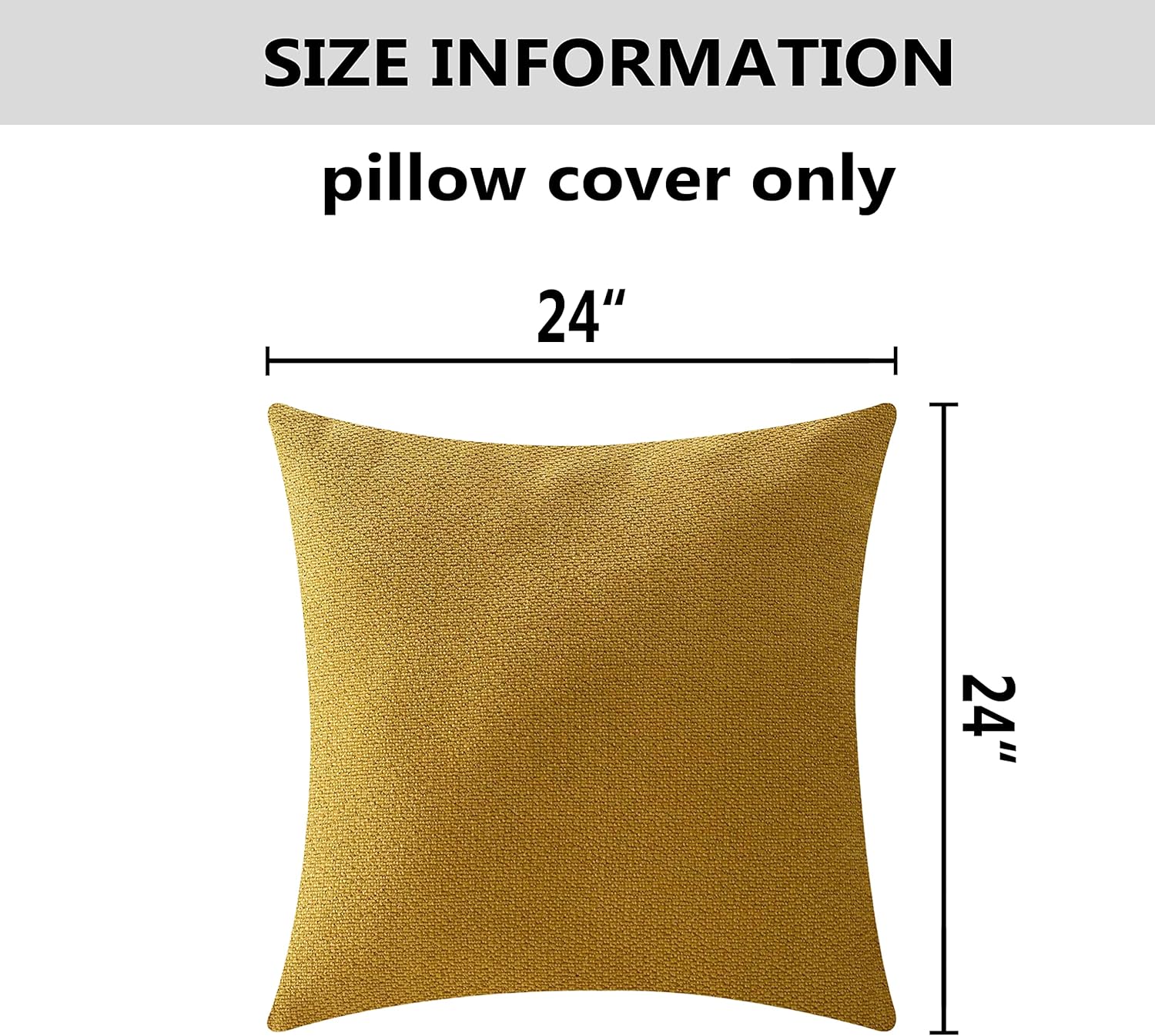 Home Brilliant Spring Pillow Covers 24x24 Textured Euro Pillow Shams Chenille Pillow Covers for Living Room Office Backyard Patio Summer Decor, Set of 2, 24x24 inch(60 cm), Yellow