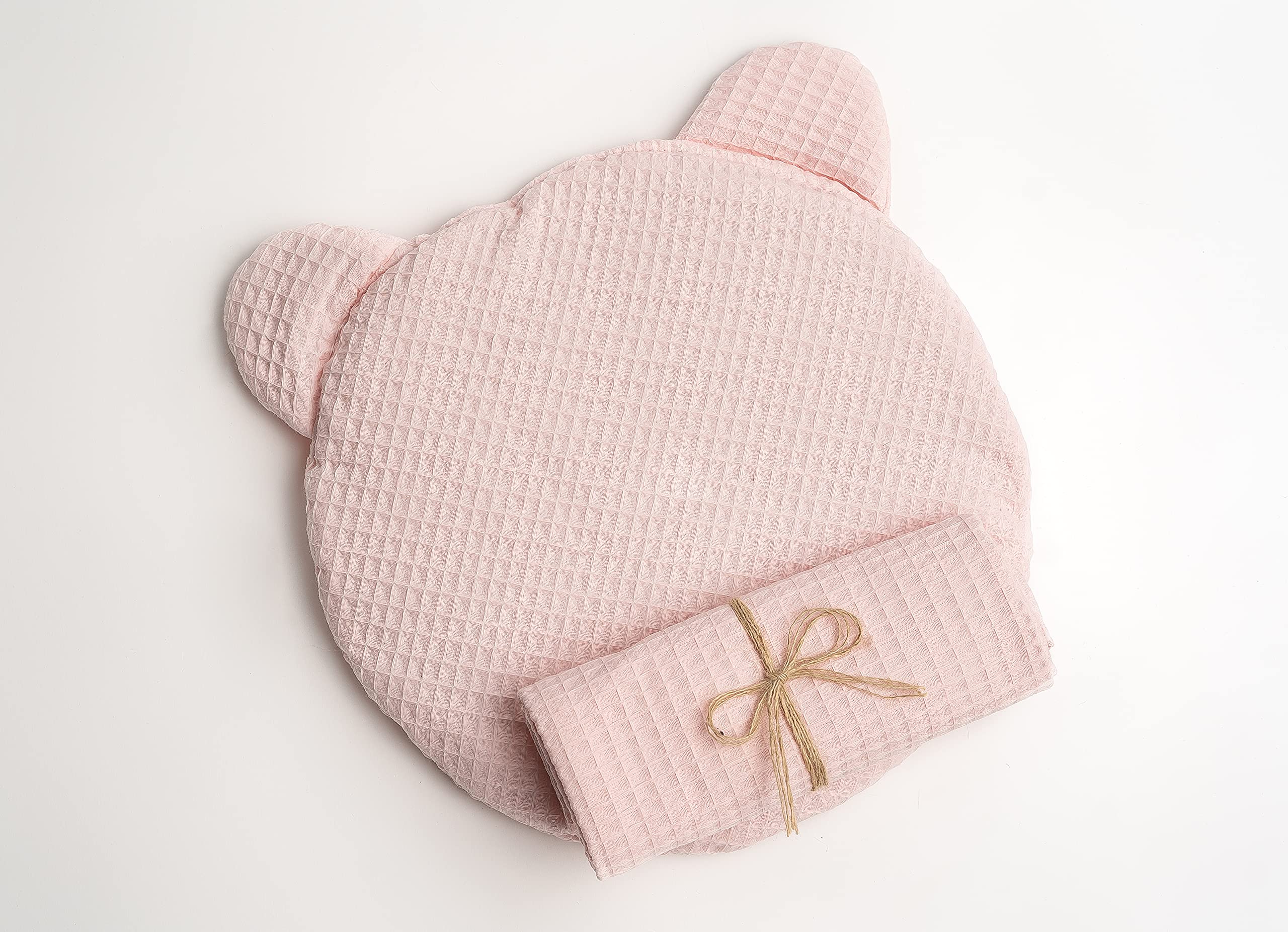 Couverture bébé en coton et oreiller ours en peluche rose clair pour cadeau