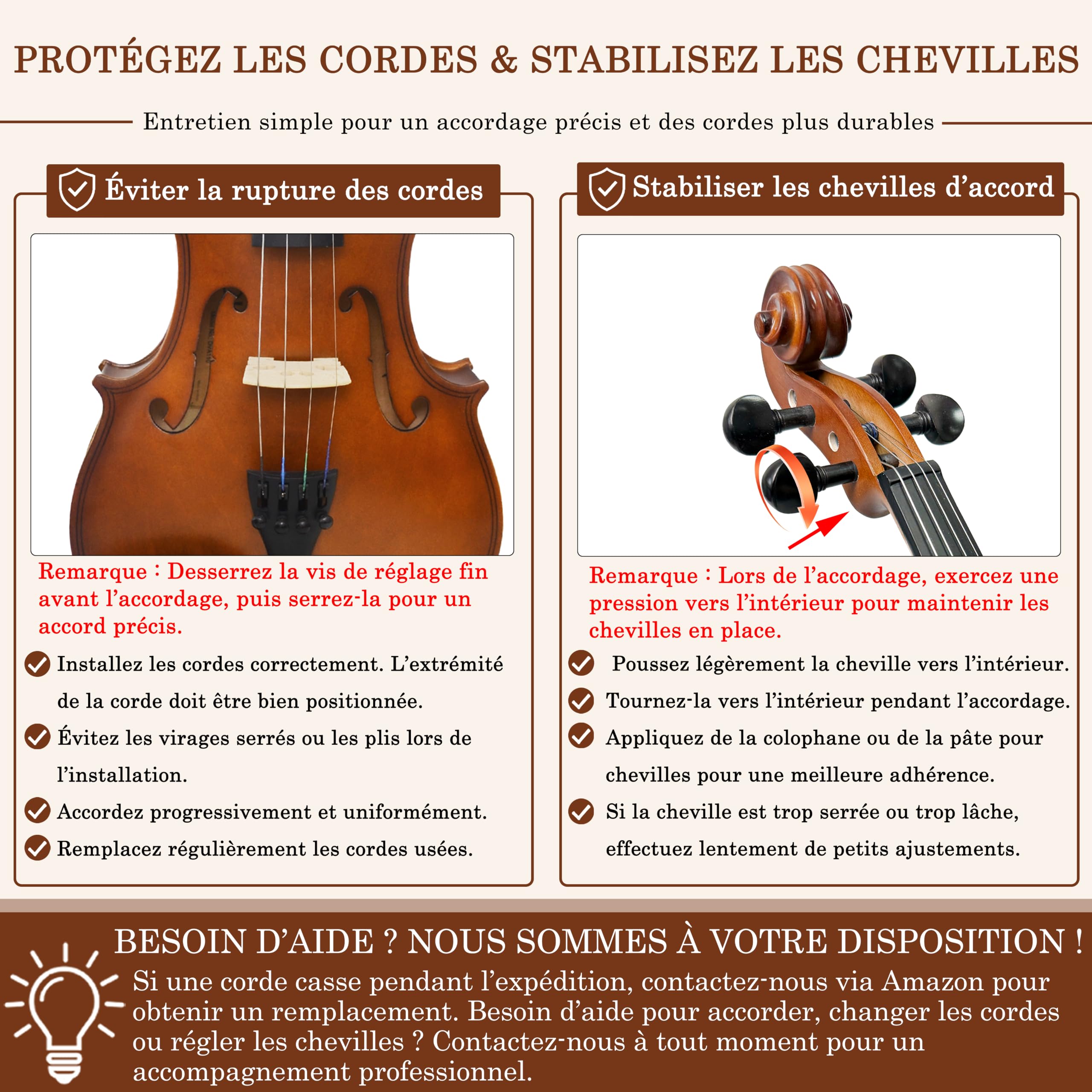 Violon 4/4 pour Débutants – Kit Complet Taille Adulte avec Étui, Archet, Coussin d'Épaule, Colophane, Cordes et Chevalet – Violon Acoustique pour Étudiants et Adultes