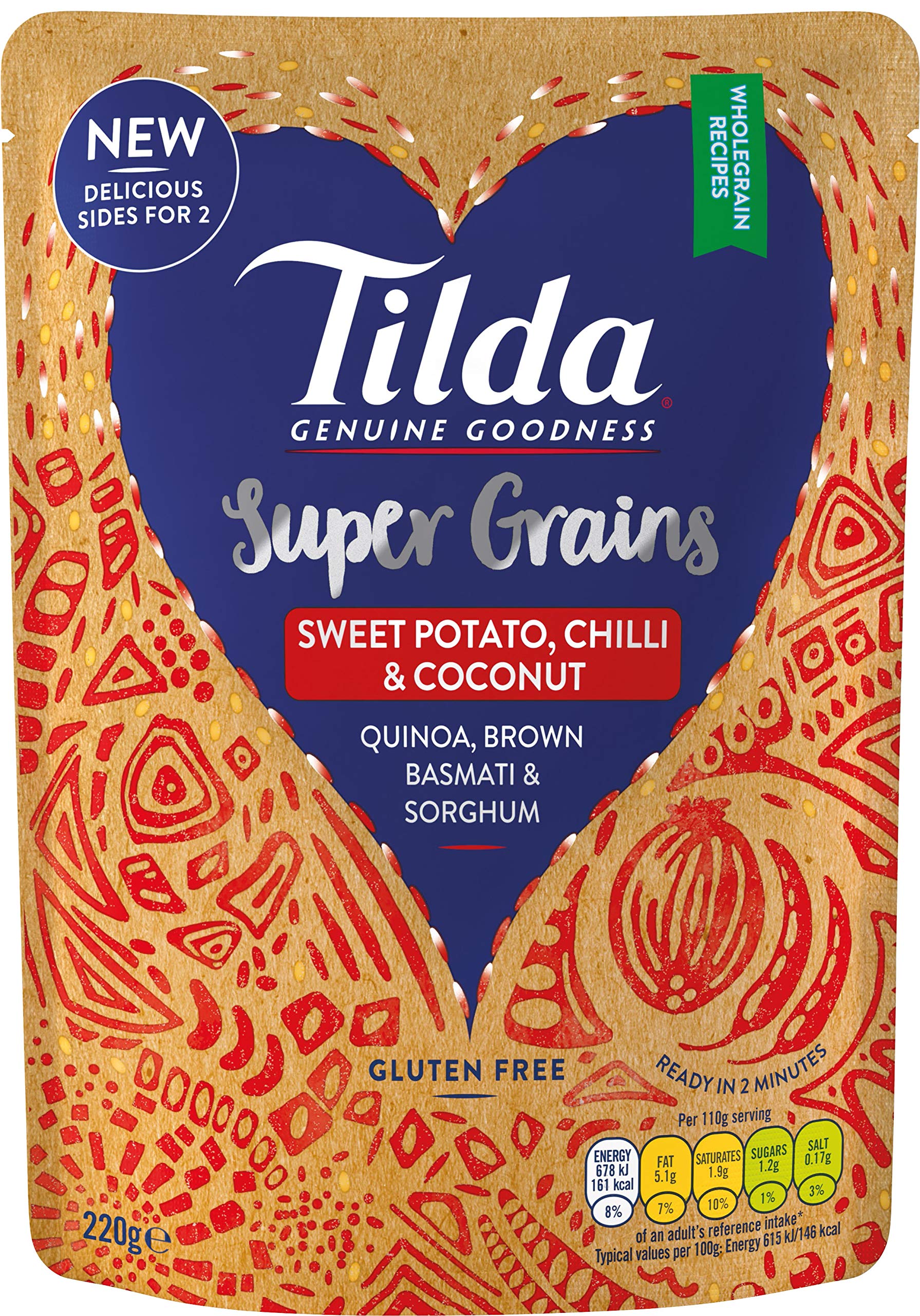 Tilda Lot de 6 quino - Basmati marron et sorghum avec patate douce, froid et noix de coco - 220 g