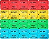 2000 Pcs 1000 Pairs Raffle Tickets, 50/50 Double Raffle Tickets, 250 Double Tickets Per Stack, for Events, Entry, Carnivals, and Door Prizes (Blue/Red/Green/Yellow)