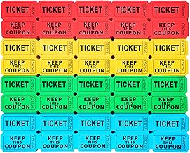 Homrelaxy 2000 Pcs 1000 Pairs Raffle Tickets, 50/50 Double Raffle Tickets, 250 Double Tickets Per Stack, for Events, Entry, Carnivals, and Door Prizes (Blue/Red/Green/Yellow)