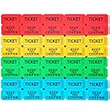 2000 Pcs 1000 Pairs Raffle Tickets, 50/50 Double Raffle Tickets, 250 Double Tickets Per Stack, for Events, Entry, Carnivals, and Door Prizes (Blue/Red/Green/Yellow)