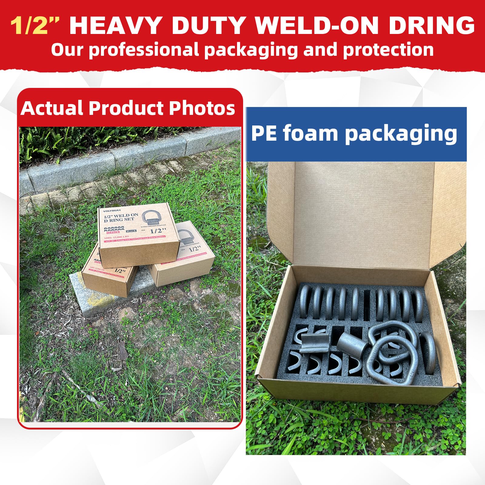 12 Stück 1,27 cm (1/2 Zoll) geschmiedeter D-Ring, 1,27 cm D-Ring-Anhänger-Spannanker für Anhänger, Pickup-Truck, Sattelzugwagen, Wohnmobil, ATV-Spanngurte, Landmaschinen, Lieferwagen, MBS