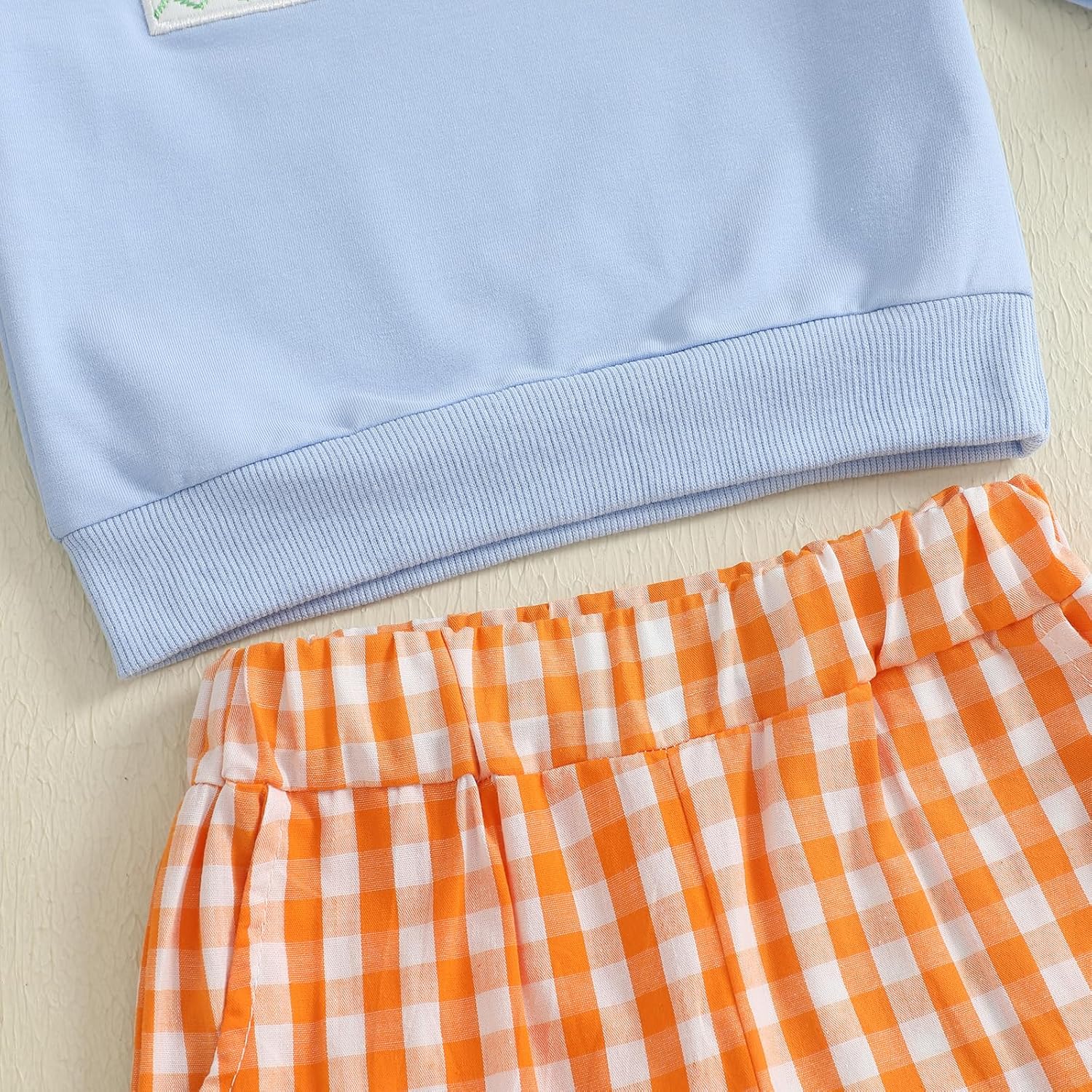 Thorn Tree Toddler Boy Halloween Outfit Pumpkin Embroidery Long Sleeve Sweatshirt Plaid Pants Fall Clothes Set - Image 7