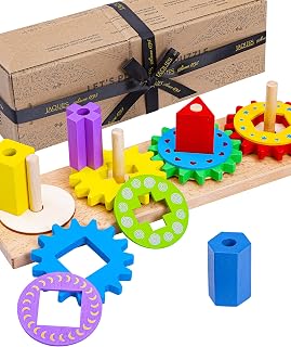 Jaques of London Cogs Toys for Kids | Wooden Shapes Gear Puzzles for Kids | Montessori Fine Motor Skills Toys | Since 1795