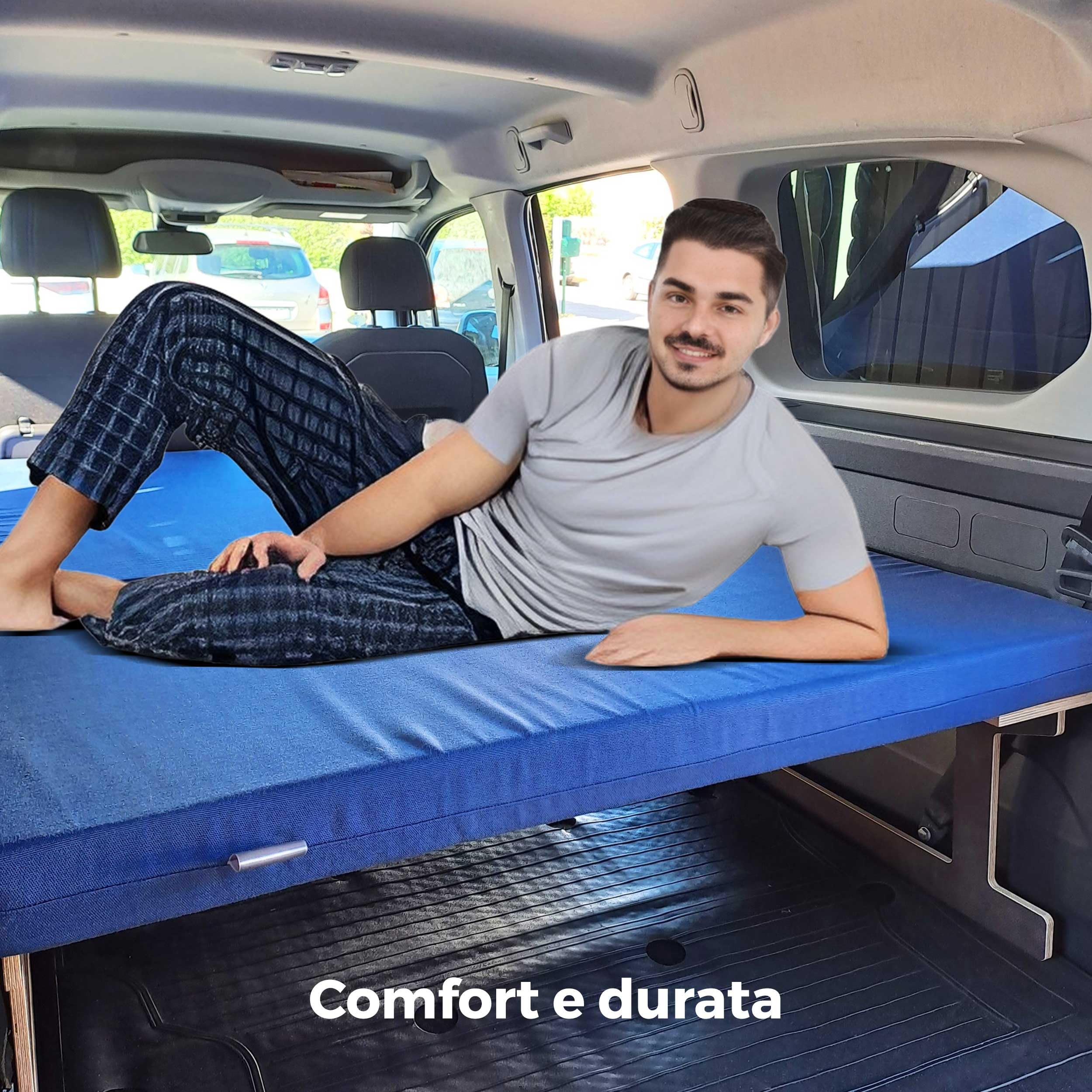 Materasso Pieghevole per Camper, Vari Veicoli, ad Alta Densità, Blu Scuro, Sfoderabile e Lavabile