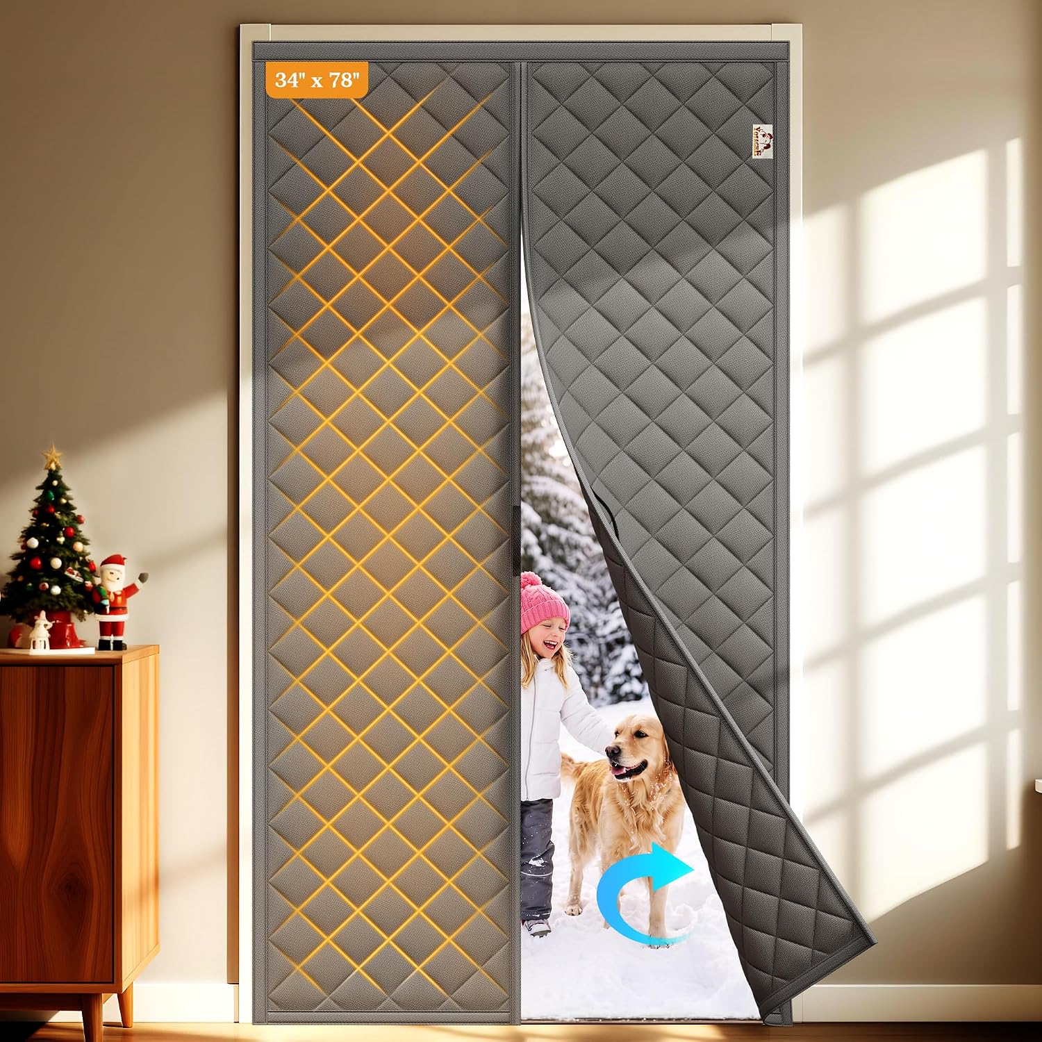 Yotache Magnetic Thermal Insulated Door Curtain Fit 34"x78" Doors, Gray