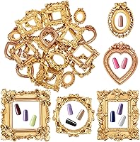Vicenpal 25pcs Gold Vintage Mini Picture Frames - Baroque Antique Resin Jewelry Display Stands for DIY Crafts, Holidays & Parties