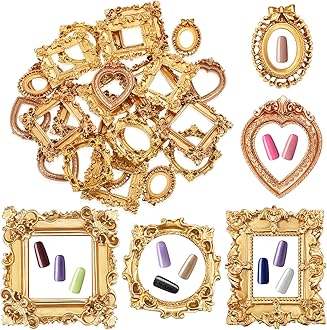 Vicenpal 25 Pieces Vintage Resin Picture Frame Antique Photo Resin Frame Mini Resin Jewelry Display Frame Photography Photo Frame DIY Small Photo Frame for Mobile Phone Manicure Photo Home Decoration