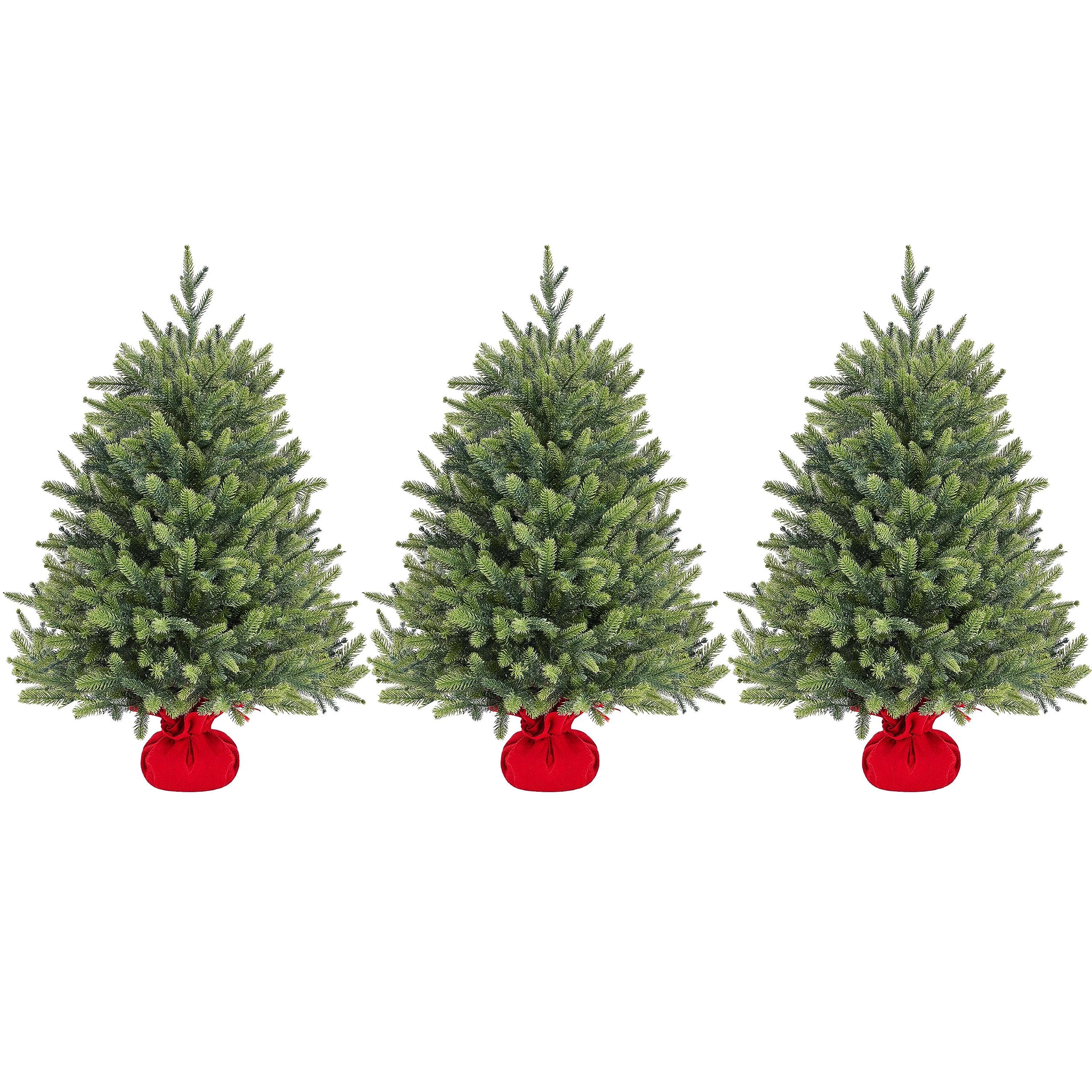 Yaheetech 3ft Mini Artificial Christmas Tree, Cement Base, Green, 3 Pack — image 1