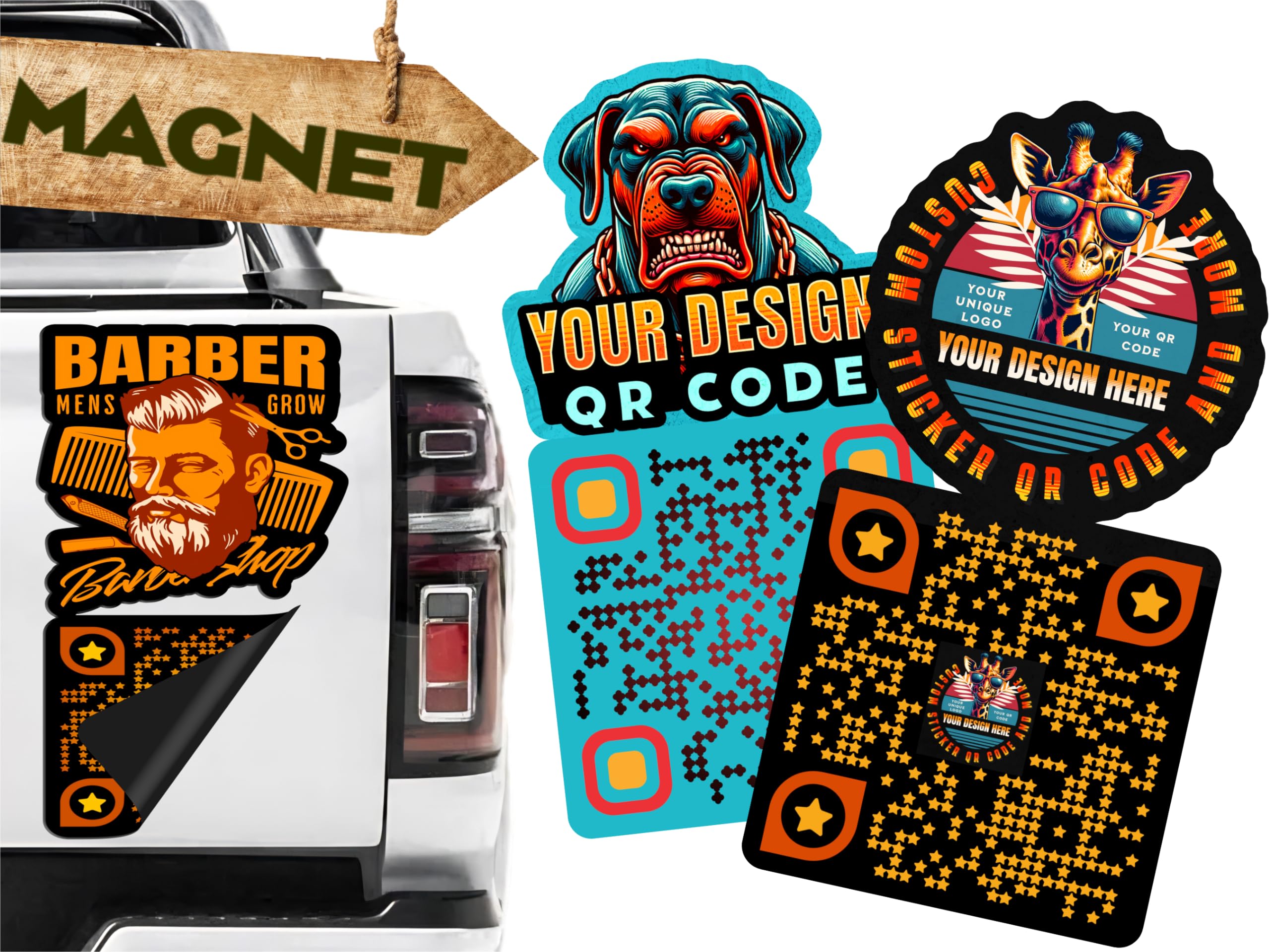 Generic Magnetic Custom QR Code Die Cut Magnet with Logo ║ Make Your Own QR Code and Personal Logo ║ Personalized Waterproof Qr Magnets ║ Over 5000 QR Color and Design Variations Possible