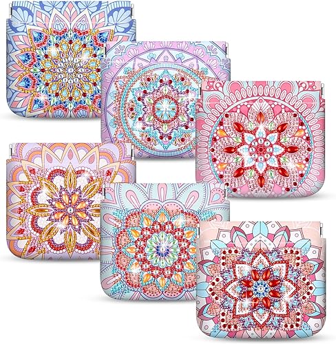 Sanwuta Mandala DIY pintura diamante monedero titular bolsas de maquillaje a granel cosméticos cartera diamante pintura kits bolsillo