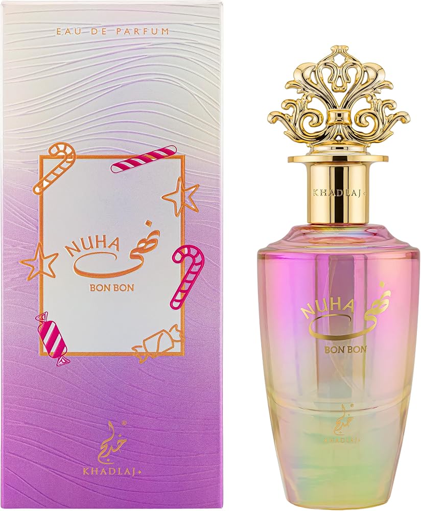 Khadlaj Nuha Bon Bon - Sweet, Gourmand, Fruity, Creamy - Eau de Parfum Spray Long-Lasting Fragrance Spray for Women, 2.87 Ounce / 85ml