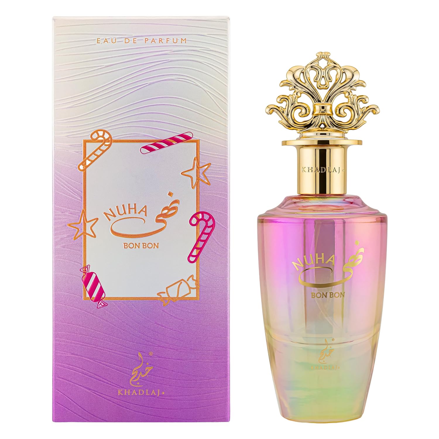 Khadlaj Nuha Bon Bon - Sweet, Gourmand, Fruity, Creamy - Eau de Parfum Spray Long-Lasting Fragrance Spray for Women, 2.87 Ounce / 85ml