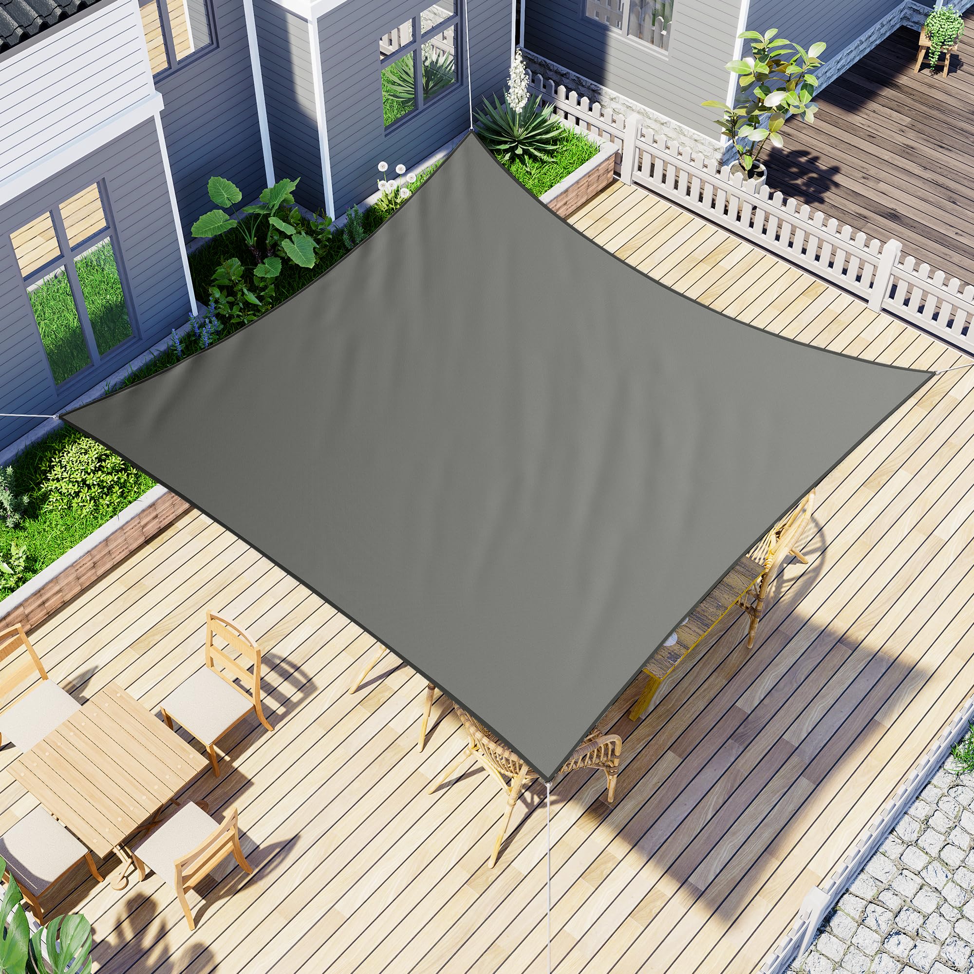 jarolift Sonnensegel Quadrat, Wasserabweisend, Sonnenschutz Sichtschutz für Terrasse Garten Balkon, Polyestergewebe, 360 x 360 cm, Anthrazit